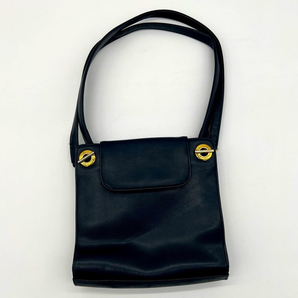 Vintage Liz Claiborne Purse Navy with Gold Hardware - Picture 1 of 9